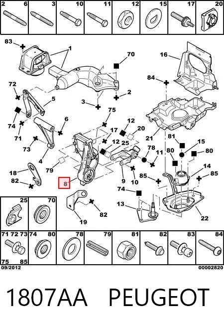 Coxim (suporte) traseiro de motor Peugeot 306  7A