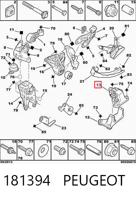 181394 Peugeot/Citroen Coxim (suporte) esquerdo de motor