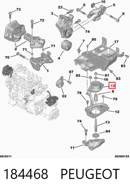 184468 Peugeot/Citroen Coxim (suporte) esquerdo de motor
