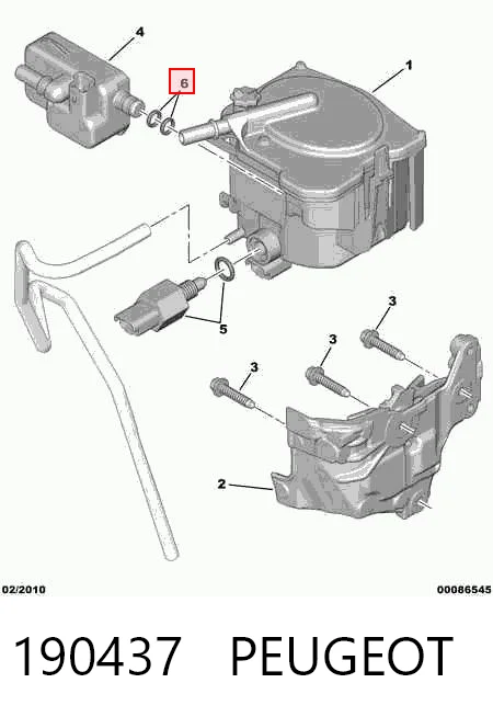 190437 Peugeot/Citroen Vedante anular entre a caixa de filtro de combustível e o trocador de calor