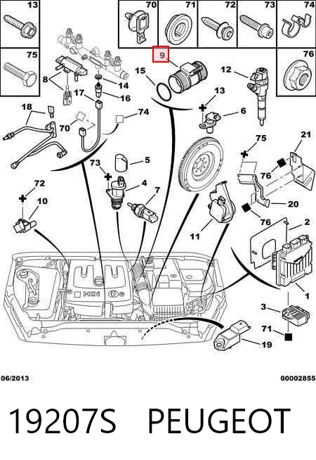 19207S Peugeot/Citroen Sensor de fluxo (consumo) de ar, medidor de consumo M.A.F. - (Mass Airflow)