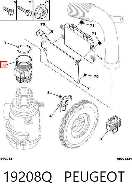 19208Q Peugeot/Citroen Sensor de fluxo (consumo) de ar, medidor de consumo M.A.F. - (Mass Airflow)