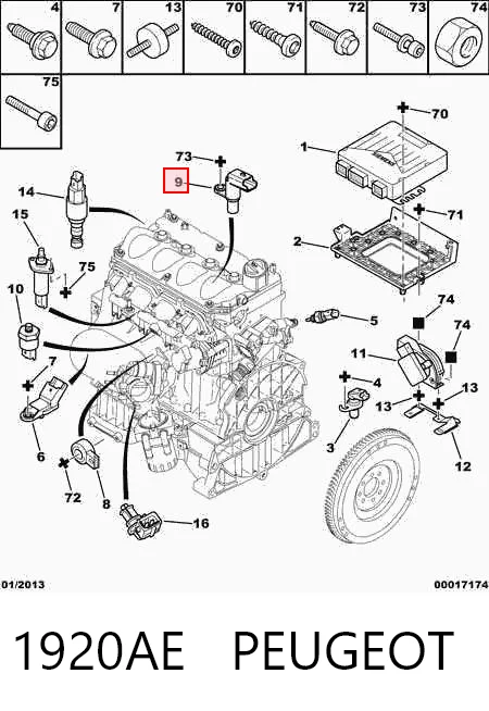 1920AE Peugeot/Citroen Sensor de posição da árvore distribuidora