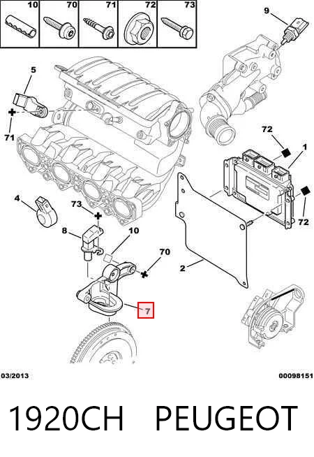 1920CH Peugeot/Citroen Consola de sensor de posição de cambota