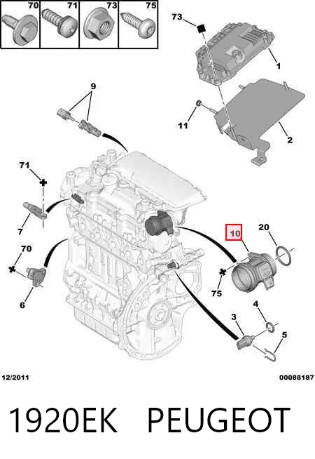 1920EK Peugeot/Citroen Sensor de fluxo (consumo) de ar, medidor de consumo M.A.F. - (Mass Airflow)