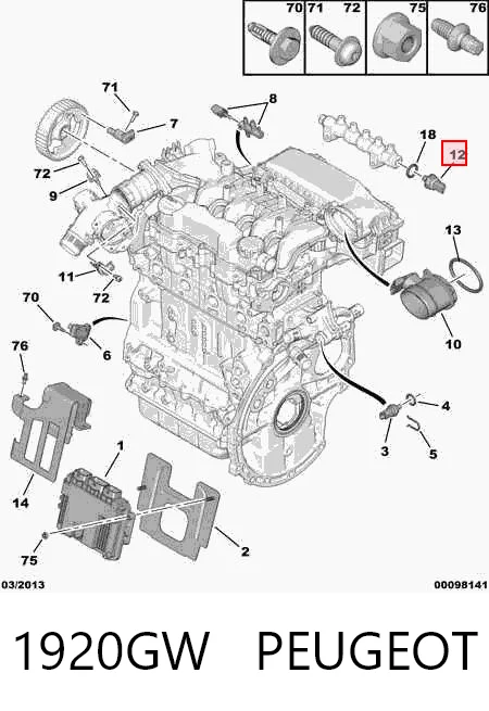 1920GW Peugeot/Citroen Sensor de pressão de combustível