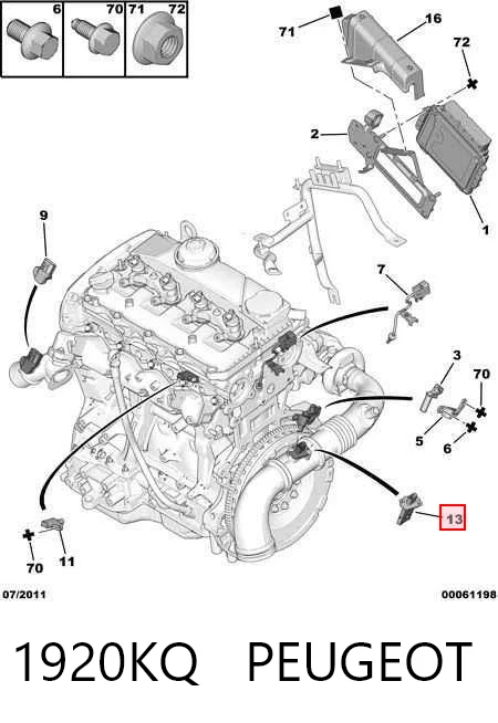 1920KQ Peugeot/Citroen Sensor de fluxo (consumo) de ar, medidor de consumo M.A.F. - (Mass Airflow)