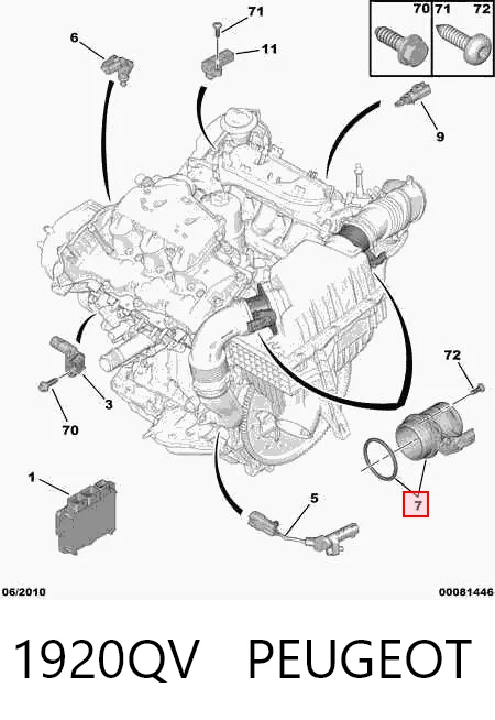 1920QV Peugeot/Citroen Sensor de fluxo (consumo) de ar, medidor de consumo M.A.F. - (Mass Airflow)