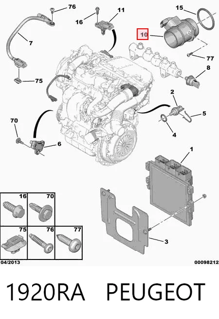 1920RA Peugeot/Citroen Sensor de fluxo (consumo) de ar, medidor de consumo M.A.F. - (Mass Airflow)