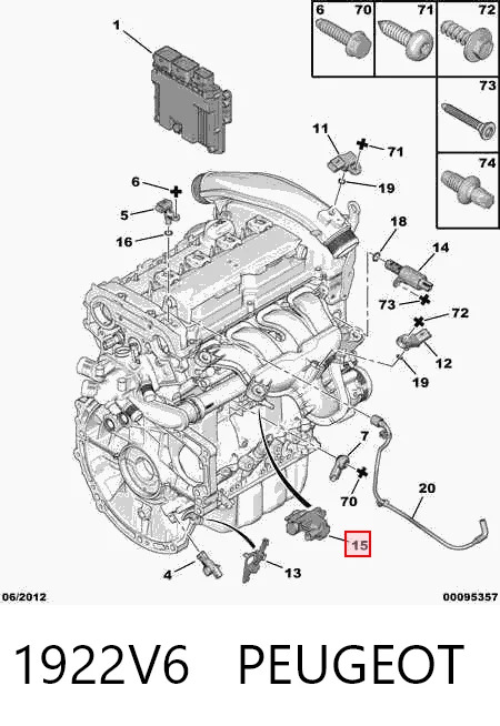 1922V6 Peugeot/Citroen Convertidor de pressão (solenoide) de supercompressão
