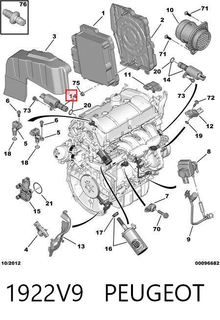 1922V9 Peugeot/Citroen Válvula eletromagnética de posição (de fases) da árvore distribuidora