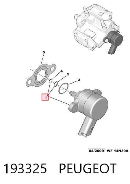 193325 Peugeot/Citroen Válvula de regulação de pressão (válvula de redução da Bomba de Combustível de Pressão Alta) Common-Rail-System