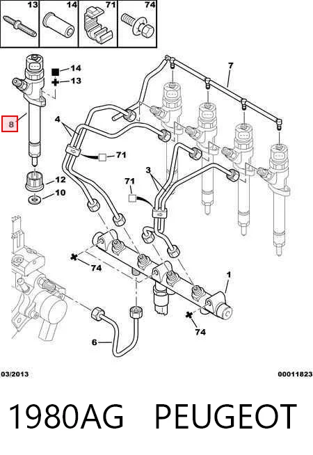 Injetor de injeção de combustível para Peugeot 406 8C