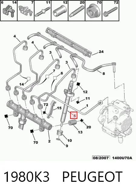 Injetor de injeção de combustível VAG 9656389980