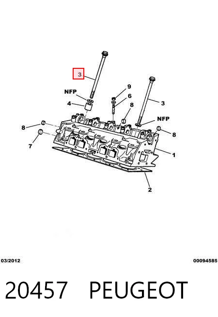 20457 Peugeot/Citroen Parafuso de cabeça de motor (CBC)
