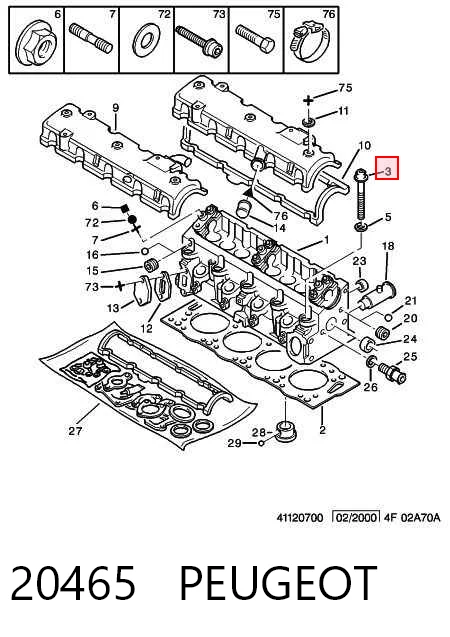  Parafuso de cabeça de motor (CBC) Citroen Jumpy I ônibus (U6U) (1994 - 2006) I