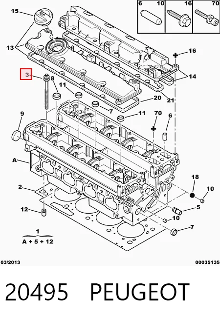 20495 Peugeot/Citroen Parafuso de cabeça de motor (CBC)