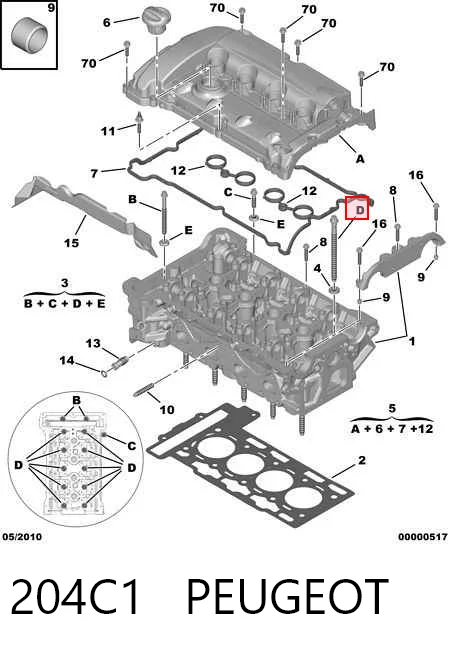  Parafuso de cabeça de motor (CBC) Citroen C4 RUSSIA sedan (B73) (2013 - 2026) RUSSIA
