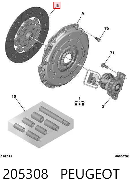 205308 Peugeot/Citroen Kit de embraiagem (3 peças)