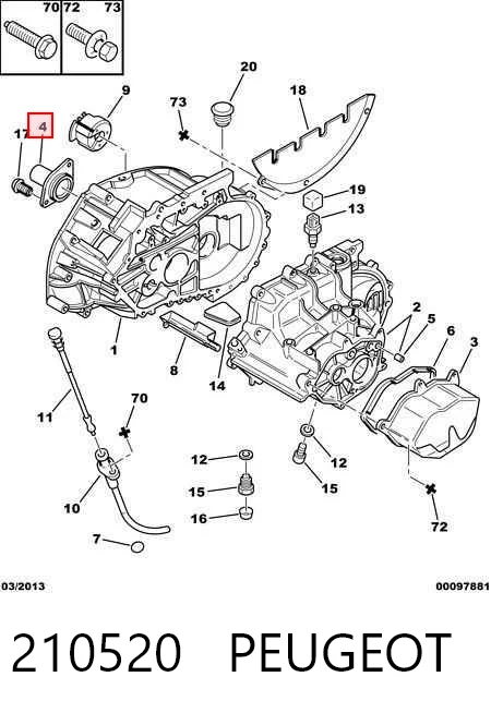 Guia do rolamento de desengate de embraiagem 9627519980 Fiat/Alfa/Lancia