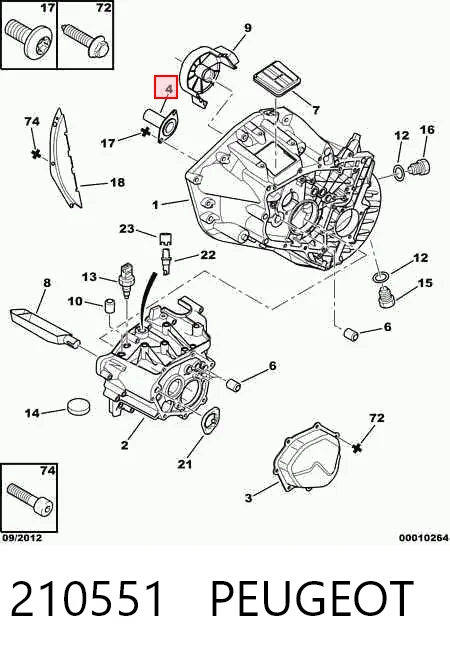 210551 Peugeot/Citroen Guia do rolamento de desengate de embraiagem