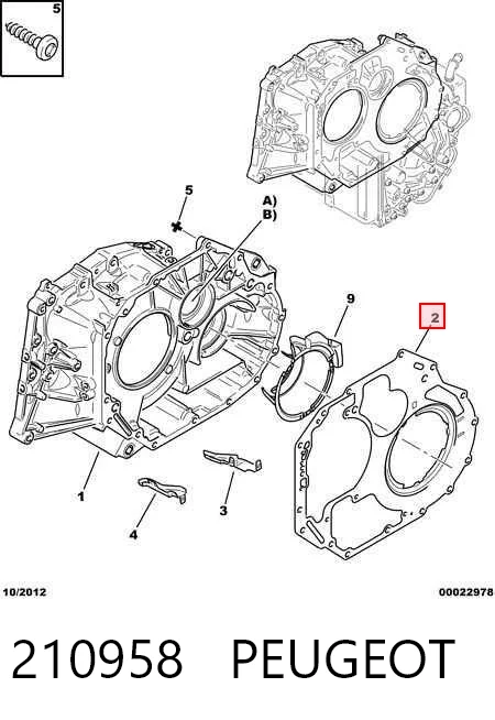 210958 Peugeot/Citroen Vedante de panela da Caixa Automática de Mudança/Caixa Mecânica de Mudança
