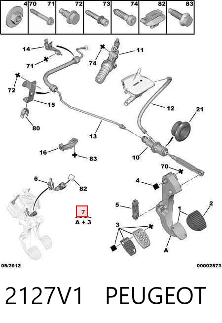 Pedal de embraiagem para Peugeot 307 3B