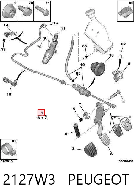 Pedal de embraiagem Peugeot 207  WA, WC ao melhor preço