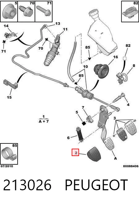 213026 Peugeot/Citroen Placa sobreposta de pedal de embraiagem