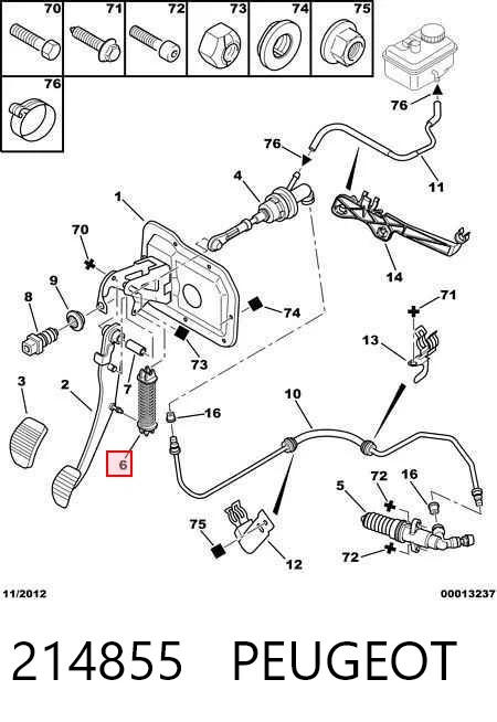 214855 Peugeot/Citroen Mola de pedal de embraiagem