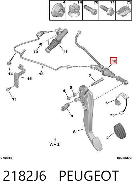 2182J6 Peugeot/Citroen Cilindro mestre de embraiagem