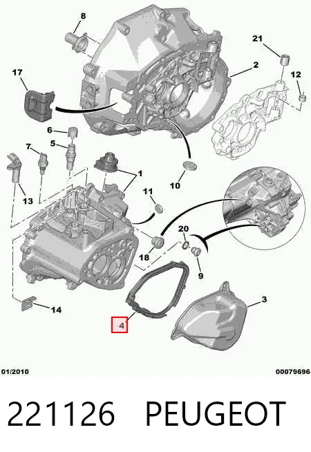 221126 Peugeot/Citroen Vedante de tampa traseira da Caixa Automática de Mudança/Caixa Mecânica de Mudança