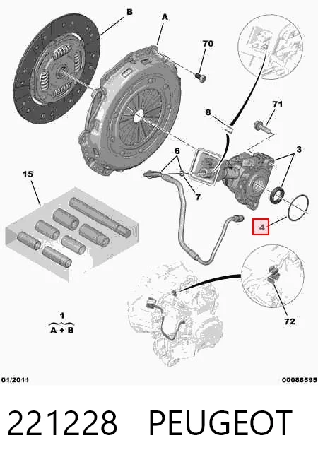 221228 Peugeot/Citroen Vedante anular do cilindro de trabalho de embraiagem