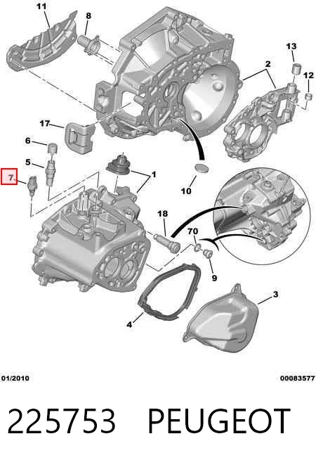 225753 Peugeot/Citroen Sensor de ativação das luzes de marcha à ré