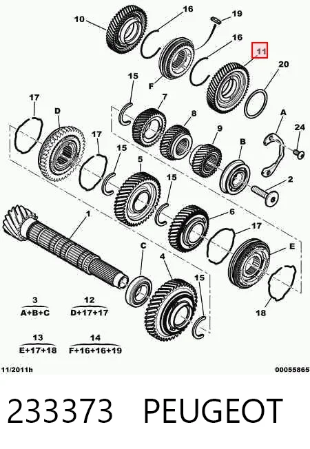 233373 Peugeot/Citroen Roda dentada motriz de 6ª velocidade