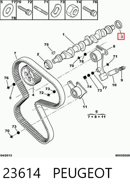 Vedação da árvore distribuidora de motor Peugeot 205 II 20A, C