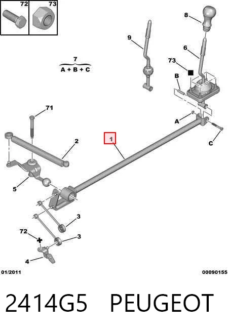 2414G5 Peugeot/Citroen Barra de ligação da Caixa Automática de Mudança