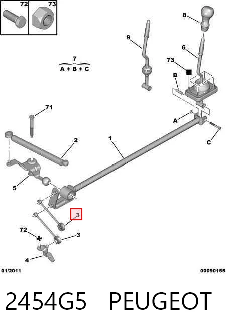2454G5 Peugeot/Citroen Barra de ligação da Caixa Automática de Mudança