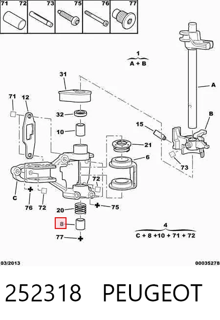 Bucha do mecanismo de mudança (de ligação) Citroen Jumpy I BS, BT, BY, BZ ao melhor preço