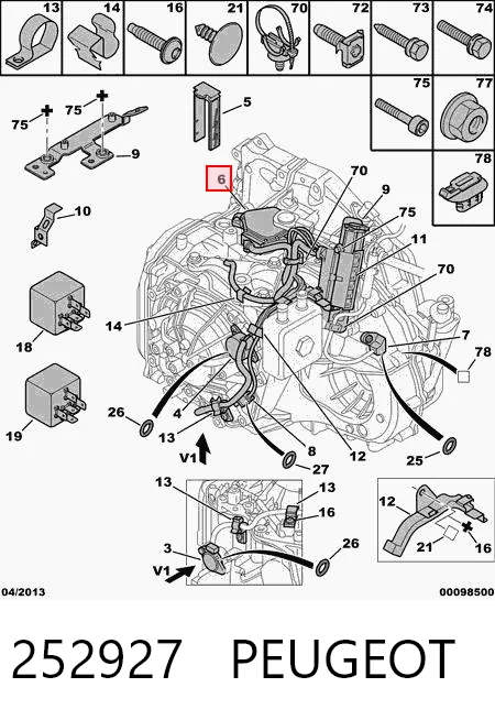 252927 Peugeot/Citroen Sensor dos modos de trabalho da Caixa Automática de Mudança