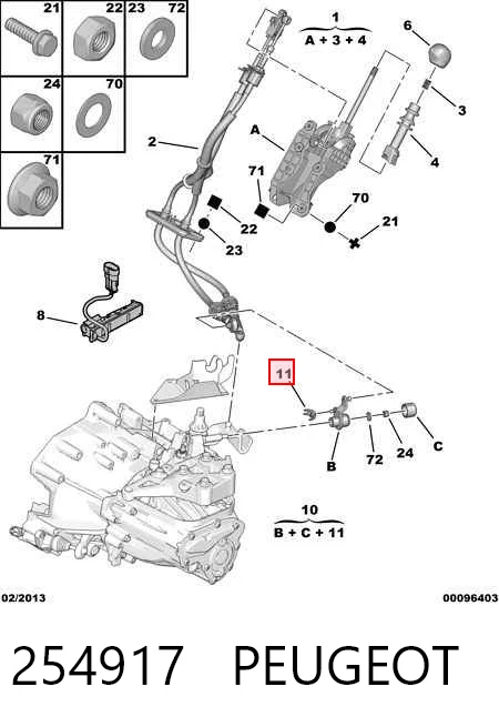 254917 Peugeot/Citroen Bucha do mecanismo de mudança (de ligação)