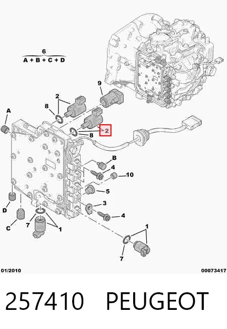 257410 Peugeot/Citroen Solenoide da Caixa Automática de Mudança