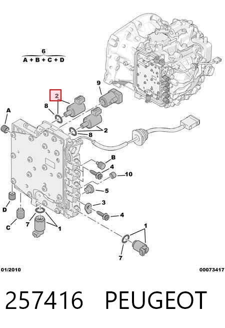 257416 Peugeot/Citroen Solenoide da Caixa Automática de Mudança