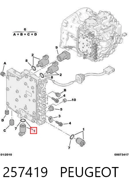 257419 Peugeot/Citroen Regulador de pressão de óleo da Caixa Automática de Mudança