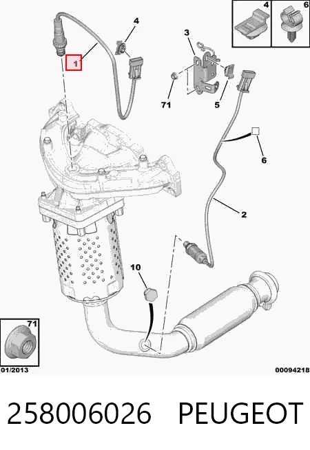 258006026 Peugeot/Citroen Sonda lambda, sensor de oxigênio até o catalisador