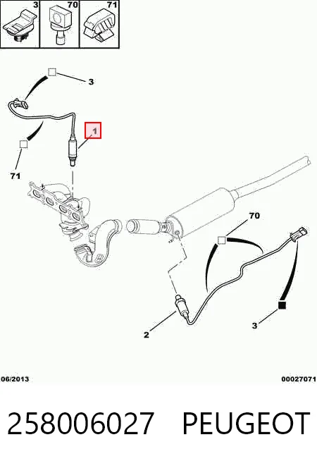 258006027 Peugeot/Citroen Sonda lambda, sensor esquerdo de oxigênio até o catalisador