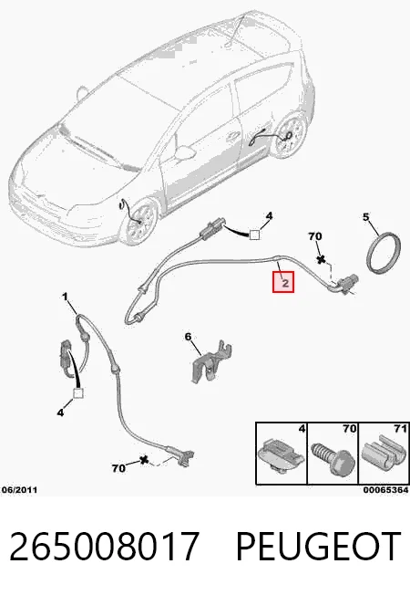 265008017 Peugeot/Citroen Sensor ABS traseiro