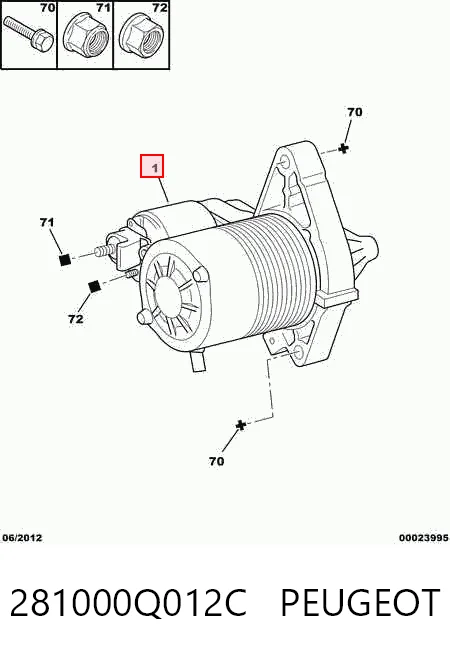 281000Q012C Peugeot/Citroen Motor de arranco
