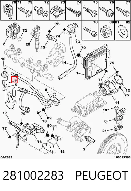 281002283 Peugeot/Citroen Sensor de pressão de combustível