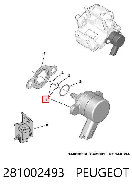 281002493 Peugeot/Citroen Válvula de regulação de pressão (válvula de redução da Bomba de Combustível de Pressão Alta) Common-Rail-System